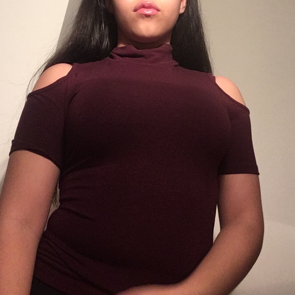 cold shoulder/turtle neck shirt